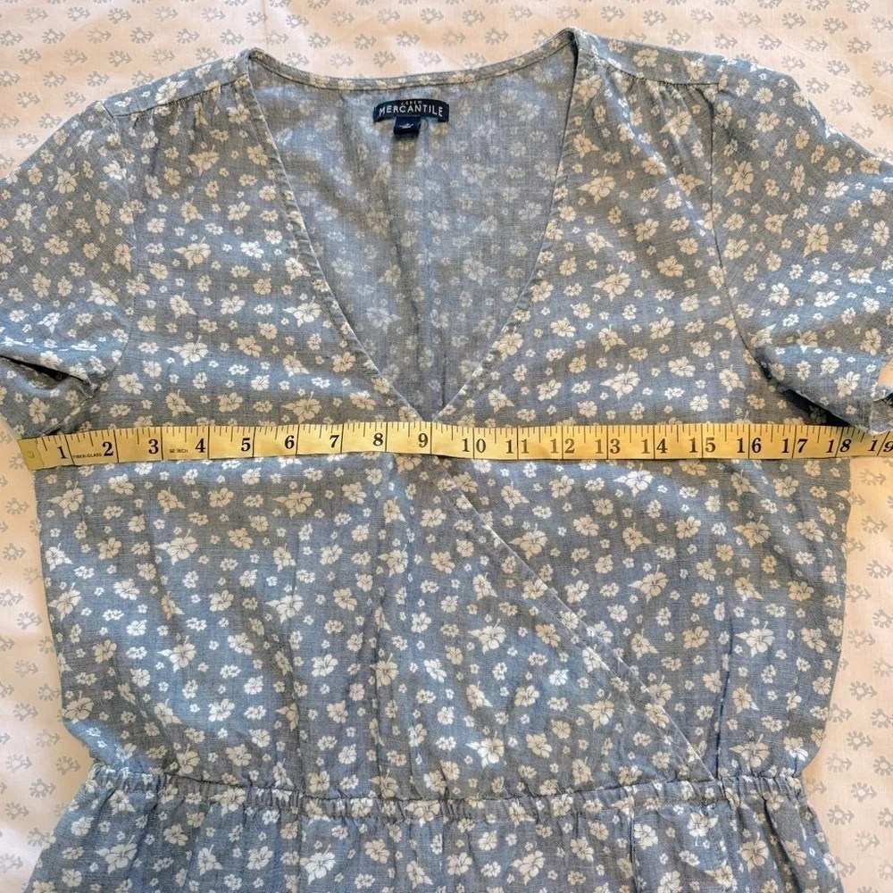 J. Crew Mercantile Blue Floral Flutter Sleeve Faux Wrap Small Dress